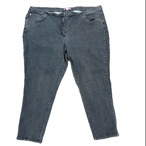 Woman Within Denim - Skinny Jeans Minimalist Workwear Spring Black Size 26WP